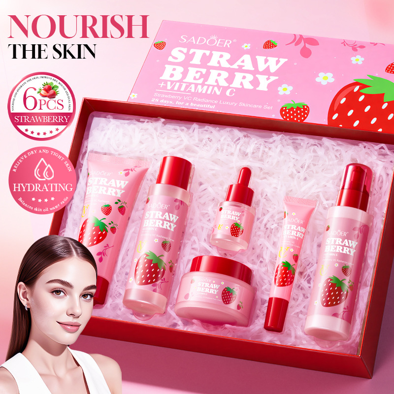 Luxury Skincare Gift Set - Strawberry VC Brightening Luxury Care 6-piece