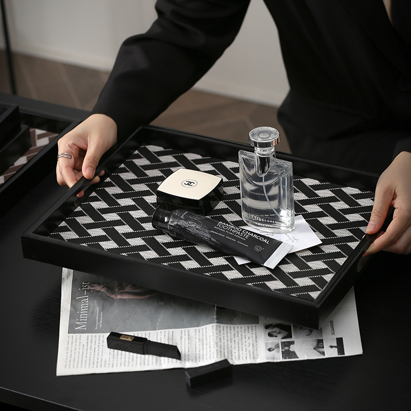 Light luxury leather wooden tr - Luxury Skincare Tray review and price