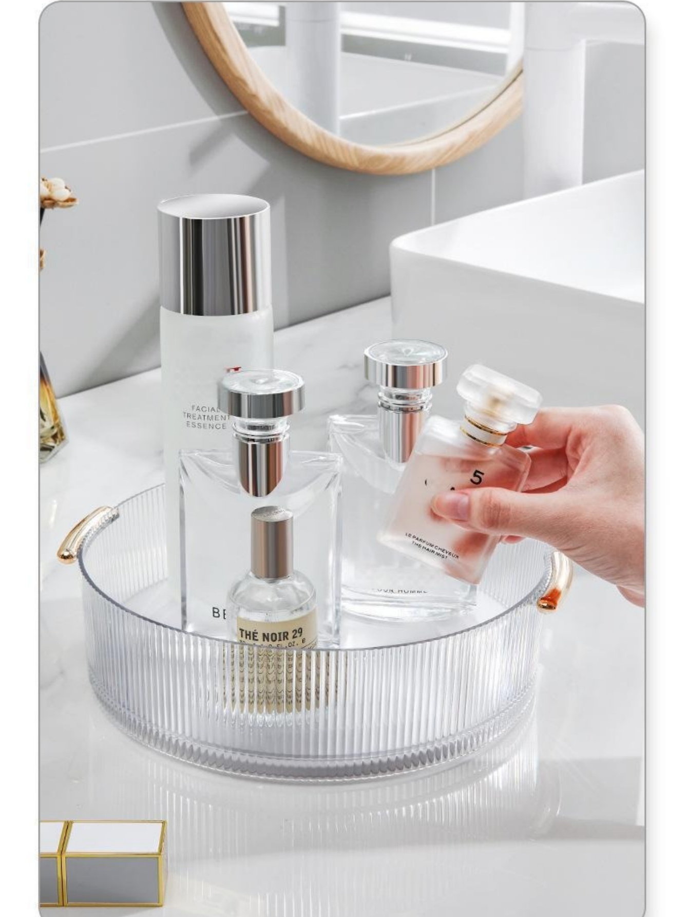 Vertical Ribbed Transparent Ma - Luxury Skincare Tray review and price