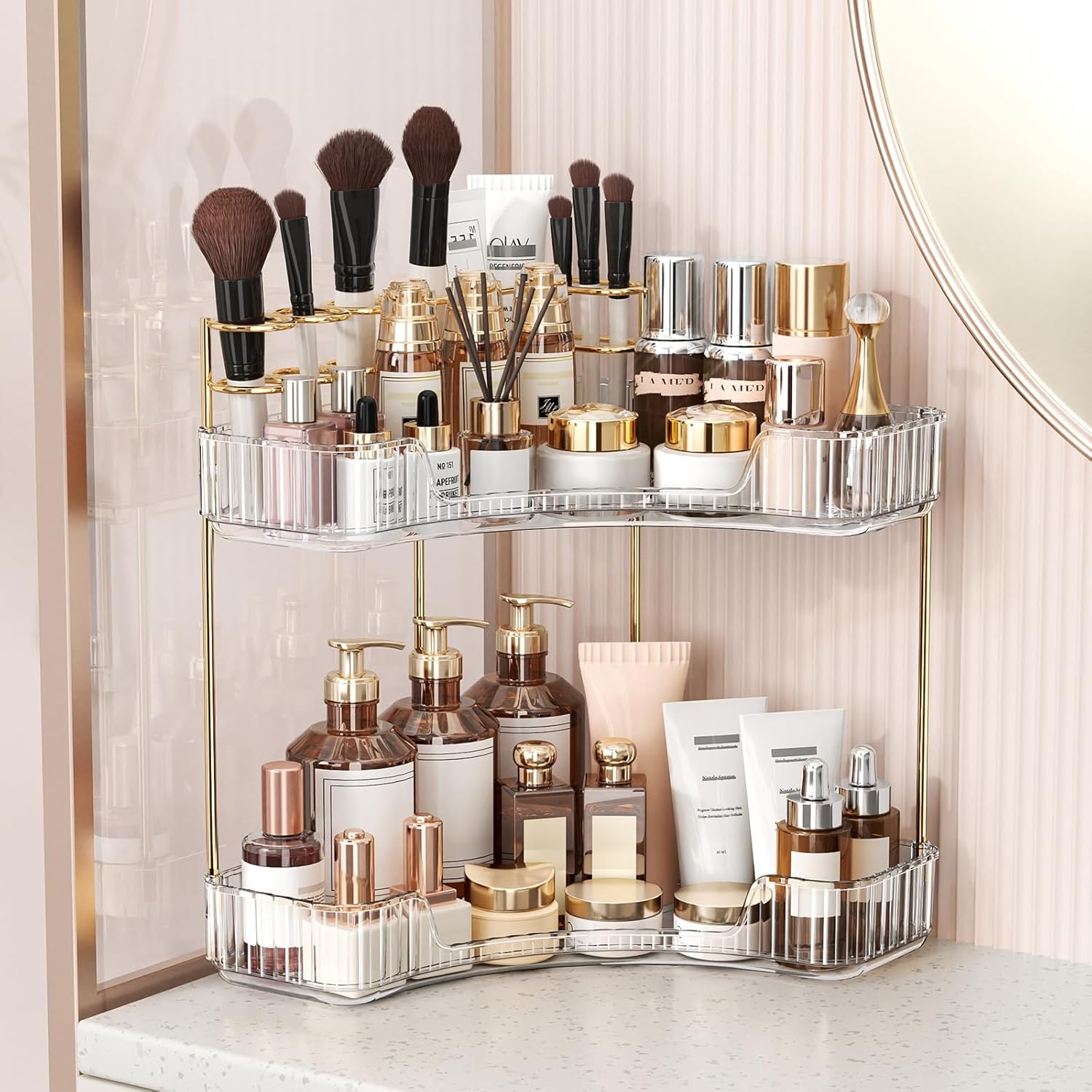 2-Tier Clear Bathroom Organize - Luxury Skincare Tray review and price
