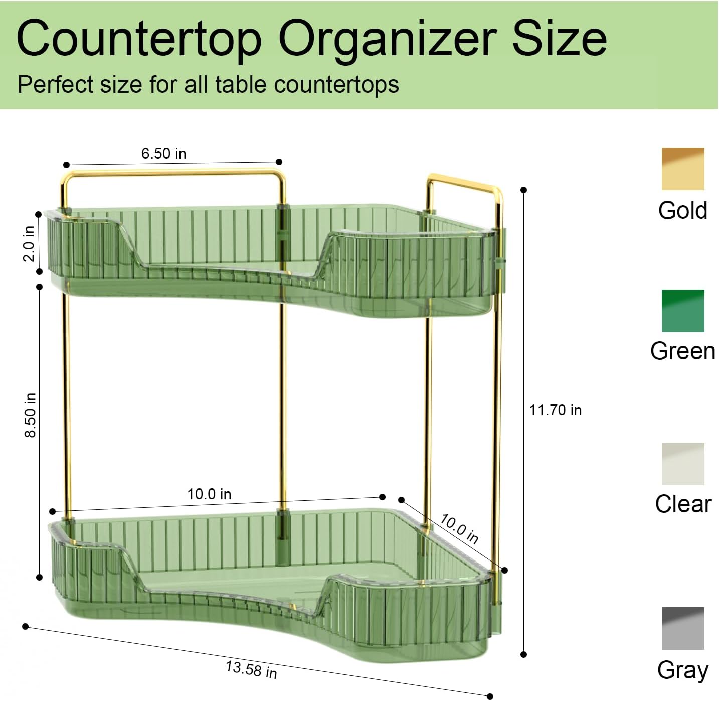 2-Tier Clear Bathroom Organize - Luxury Skincare Tray review and price