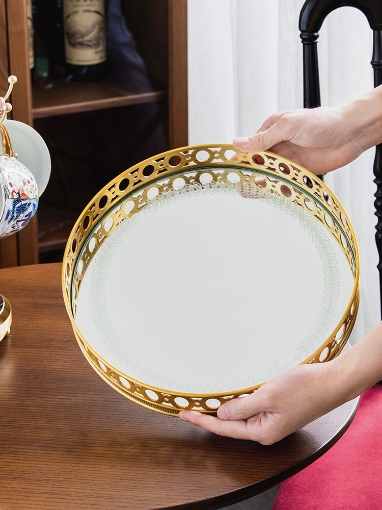 Light luxury mirror brass rota - Luxury Skincare Tray review and price