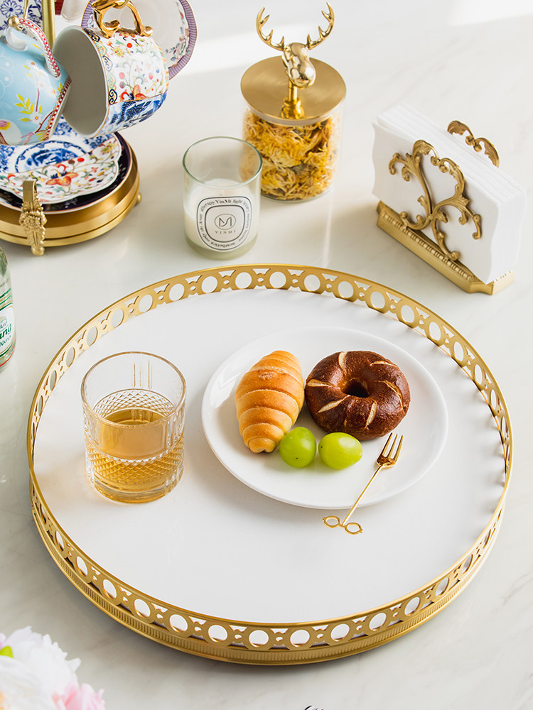 Light luxury mirror brass rota - Luxury Skincare Tray review and price